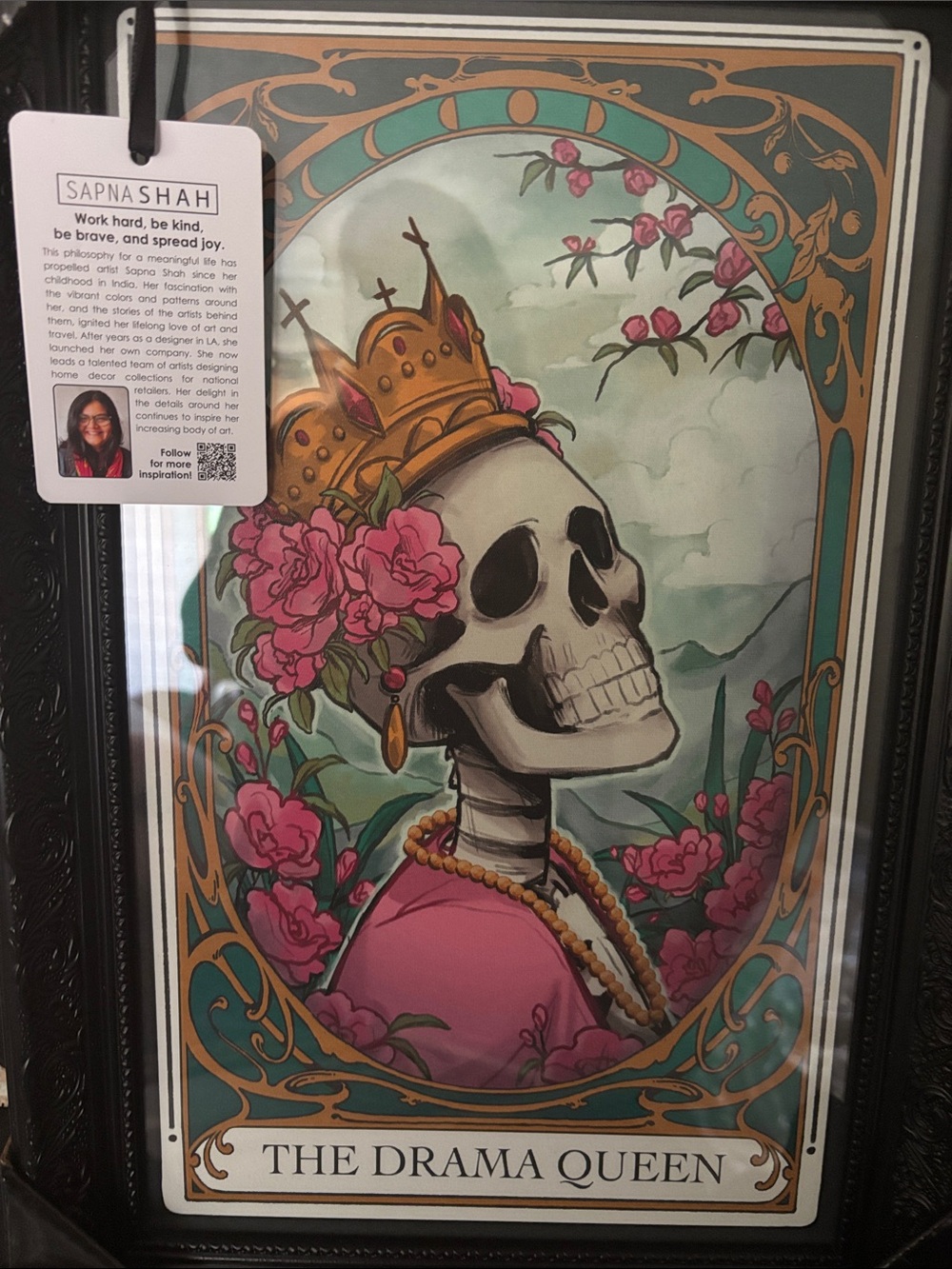 Sapna Shah "The Drama Queen" Framed Home Art Print - Pink & Gold